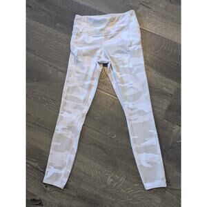 Athleta Beige Camo Leggings with 3 Pockets + Drawstring Sz XS